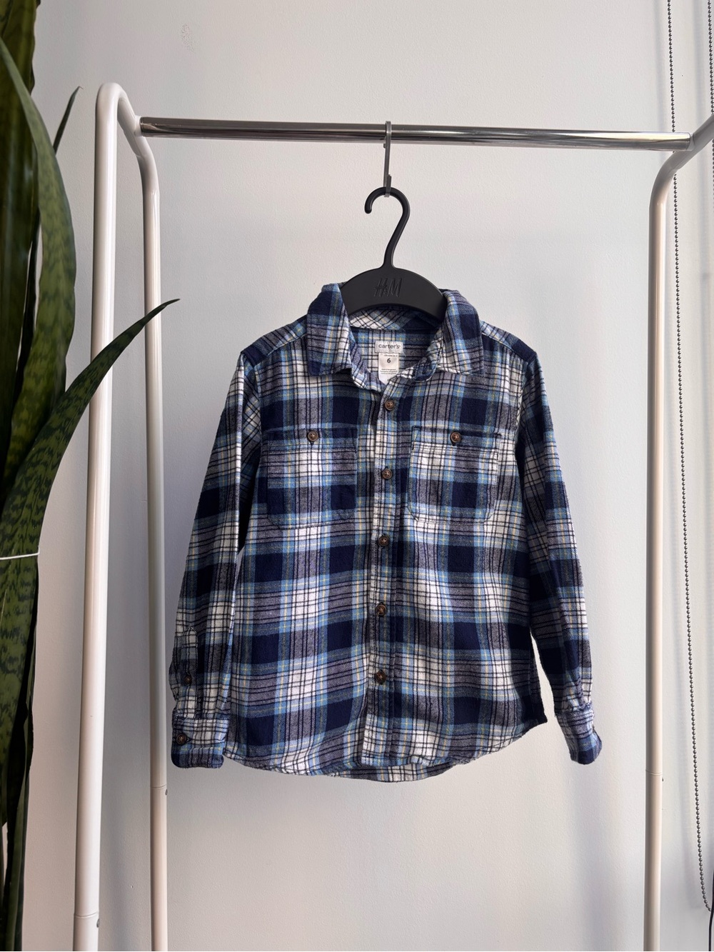 CARTER’S | Plaid Button Up Blue White Yellow 6T